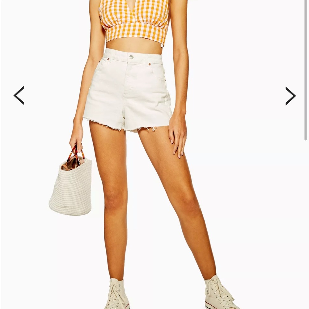 TOPSHOP MOTO MOM white shorts